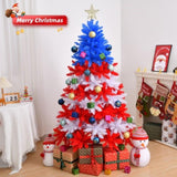 6 FT Patriotic Artificial Christmas Tree, Hinged Tree 4th of July Patriotic Decorations with 900 92099137