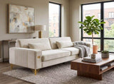 FX-P18-BEModern Beige Sofa Couch for Living Room, 85.83" Upholstered 3-Seater Sofa with Metal W57649843