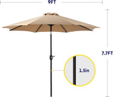 ZNTS 9FT Outdoor Patio Umbrella with 8 Ribs, Table Umbrellas with Push Button Tilt/Crank, UV Protection 30943313