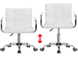 Modern Adjustable Faux Leather Swivel Office Chair with Wheels, White 16916250