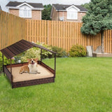 ZNTS Wicker Dog House, Elevated Rattan Dog Bed with Canopy and Washable Cushion Cover, Indoor Outdoor 45848944