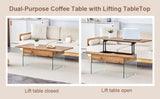 Multifunctional Lift Top Coffee Table -Light Wood Color Grain Sticker, Essential for Modern W2920P226073