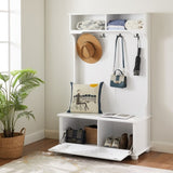 Modern Classic Hall Tree Shoe Rack Bench and Coat Hooks for Hanging Storage, Entryway Bench W2275P210038