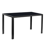 ZNTS Simple Assembled Tempered Glass & Iron Dinner Table Black 00522385