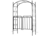 Black 84" Metal Garden Archway with Gate, for Climbing Vines & Wedding Ceremony Decoration 27362792