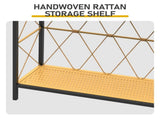 41.7" Console Table with Power Outlet, 2-Tier Hand Woven Paper Rope Shelf, Industrial Entryway Sofa 50041984