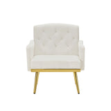 ZNTS cream white velvet armchair with metal legs W58852198