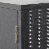 Modern Black Wood Storage Cabinet with Decorative Door, 30in Accent Sideboard for Living Room, W2729P239175