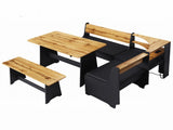 Dining Table Set with Corner Nook Bench, 59.1" L x 46.1" W x 30.7" H, Melamine MDF & PU Upholstery, 99482051