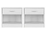 1-Drawer Bedside Table with Open Space 2pcs Particleboard with Textured Melamine Surface 99731564
