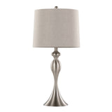 Ashland 27" Contemporary Metal Table Lamp in Brushed Nickel with Light Grey Textured Linen Shade B202P224087