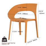Summer - Tropical Orange Polypropylene Single-Side Chair- One-Piece Design for Indoor & Outdoor W3450P322882