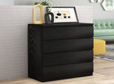 4 Drawer Dresser,Modern Storage Chest of Drawers,31.5In Black Dresser for Closet with Handle-Free W3151P288870