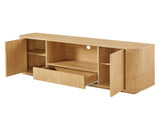 64-Inch Wavy TV Stand, Rounded Sideboard, Storage Cabinet, Wooden Vertical Stripe Cabinet for Living W1162P309021