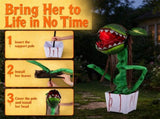 39" Halloween Animatronic Man-Eating Plant Prop, Sound Activated with Chomping Motion & Crimson 90253607