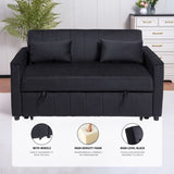 Sleeper Sofa Bed, 3-in-1 Velvet Pull Out Couch with Armrests, Storage Pockets and 2 Pillows, W3138P281569