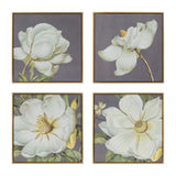 Set of 4 White and Gold Botanical Wall Art Prints, Home Decor for Living Room Dining Room Bedroom W2078127367