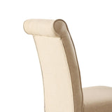 Beige Linen and Walnut Side Chair with Tufted Back B062P209257