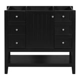 ZNTS 36" Bathroom Vanity without Sink, Cabinet Base Only, One Cabinet and three Drawers, Black WF306244AAB