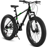 ZNTS S26109 26 Inch Fat Tire Bike Adult/Youth Full Shimano 21 Speed Mountain Bike, Dual Disc Brake, W1856121708