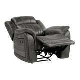 Classic Brownish Gray 1pc Reclining Chair Plush Comfort Pillow-Top Arms Vertical Tufting Solid Wood B011P168816