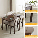 ZNTS Rubber wood soft bag deep walnut dining table and chair set 1 table 4 chairs beige cushion 57935654