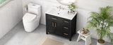 36" Bathroom Vanity with Sink Top, Bathroom Vanity Cabinet with Two Doors and Three Drawers, Solid N725P198316B