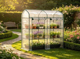 Clear Small 3-Tier Mini Greenhouse Portable Plant Greenhouse with 2 Roll-up Doors, 56.3" x 18.1" x 02090264