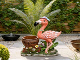 Outdoor Garden Sculpture Flamingo Flower Pot Planter - Unique Yard Statue Decoration, Interesting W5398P454683