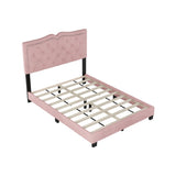 Full Size Upholstered Bed Frame with Rivet Design, Modern Velvet Platform Bed with Tufted WF317301AAH