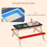 ZNTS Kids Picnic Table Set with Sandbox and Kitchen Toys 55024728