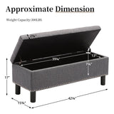 Storage Ottoman Bench Wood Legs, Upholstered Bedroom Bench Button-Tufted, Storage Bench T3593P335743