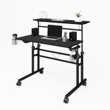 ZNTS Rolling Writing Desk with Height Adjustable Desktop and Moveable Shelf, Black 62324553