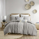 King/Cal King Cotton Printed Duvet Cover Set with Chenille B03596476