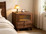 () 2-Drawer Bedside with Frosted Glass MDF and Melamine Veneer Bedside 82405492