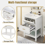 24'' Vanity with Top Sink, Modern Storage Cabinet with 2 Drawers, Single Sink N710P182935K
