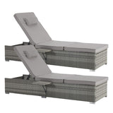 Outdoor Chaise Lounge Chair Set of 2 with Patio Pool Chairs Tanning Lounges for Outside,Beach Rattan W874P266565