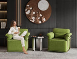 360 Degree Square Swivel Accent Sofa Chair,Fluffy Fabric Lounge Wide Upholstered Reading Chair with W2012P319075