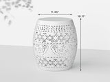 9.4" Steel Patio End Table, Round Hollow Drum Side Table, Accent Table for Indoor and Outdoor, White 56990579