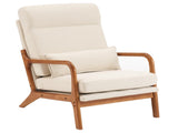High Back Solid Wood Armrest Backrest Iron Frame Linen Indoor Leisure Chair 31656855