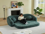 86-inch Curved Convertible Sofa Recliner, 2-in-1 Frameless Folding Sofa Bed with Pull-Out Base and W3505P452833