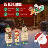 3-Piece Lighted Snowman Family Decor - 95 Warm-White LEDs, MetalFabric, 30.5"/25.5"/20.5" Sizes 64158309