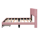 ZNTS Queen Size Storage Bed Velvet Upholstered Platform Bed with a Big Drawer - Pink WF296854AAH