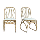 Outdoor PE Wicker Dining Chairs with Washable Cushion Set of 2, Outdoor Rattan chairs for Backyard, N762P236169N
