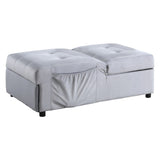 ZNTS Modern Lift Top Storage Bench with Pull-out Bed 1pc Gray Velvet Tufted Solid Wood Furniture B011P170005