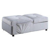 Modern Lift Top Storage Bench with Pull-out Bed 1pc Gray Velvet Tufted Solid Wood Furniture B011P170005