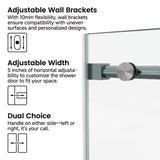 60*72"Fixed & Sliding Shower Door, Round Tube Hardware, Clear Glass Shower Door, 3/8 SGCC T3177P320600