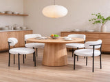 White Set of 4 Modern Upholstered Dining Chairs, Round Kitchen Chairs with Curved Backrest & Thick 12815318