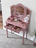 ZNTS Wooden Vanity Make Up Table and Stool Set, Rose ld 71086315