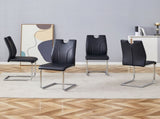 Black PU Dining Chair Set.Uniquely designed black dining chairs. PU material, paired with silver W2920P225022